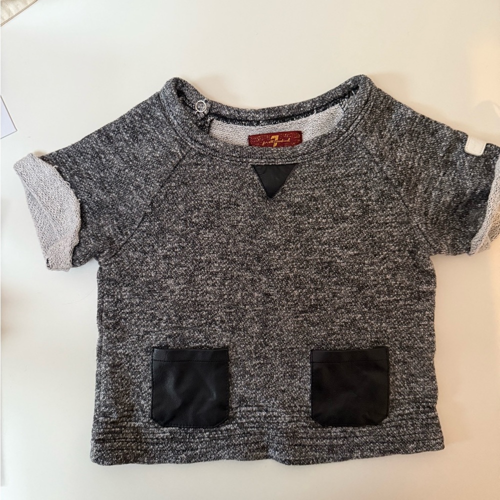 7 for Mankind Gray Kids' Short Sleeve Top with Pockets